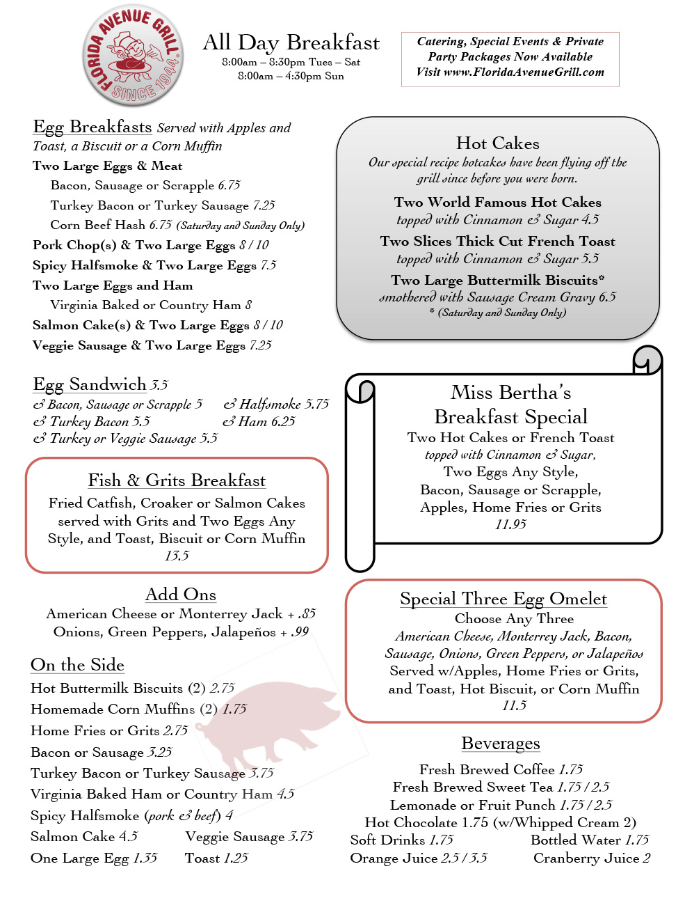 Florida Avenue Grill Our Menu